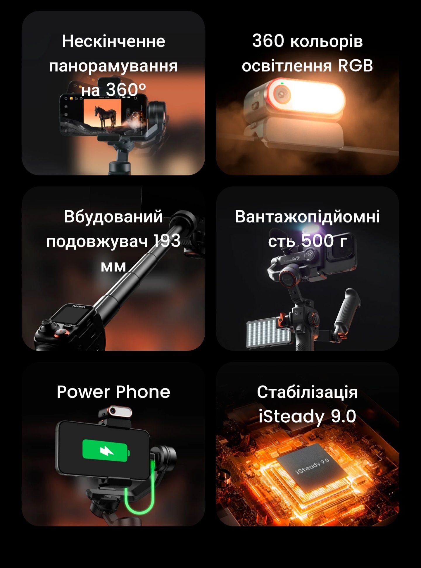 Стабілізатори зйомки Hohem iSteady M7, Hohem V3 Black/White