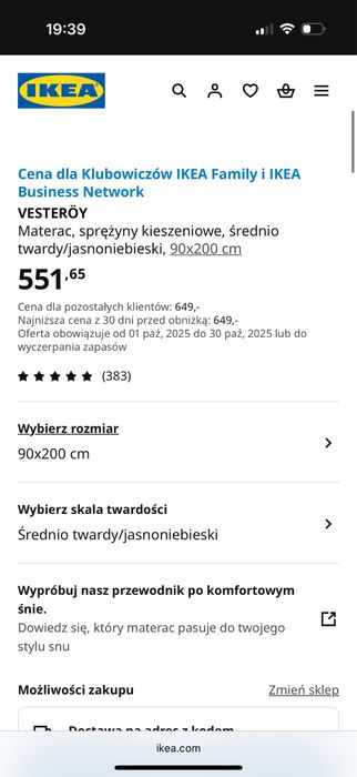 Materac 90x200 ikea nowy