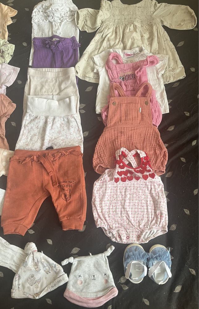 Paka paczka ubranek dla dziewczynki noworodka 50 56 62 H&M Next Baby