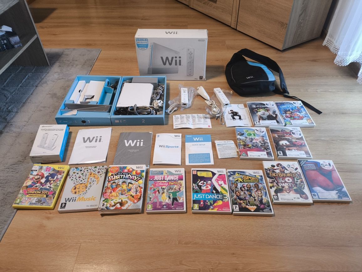 Nintendo Wii piękny zestaw gry torba