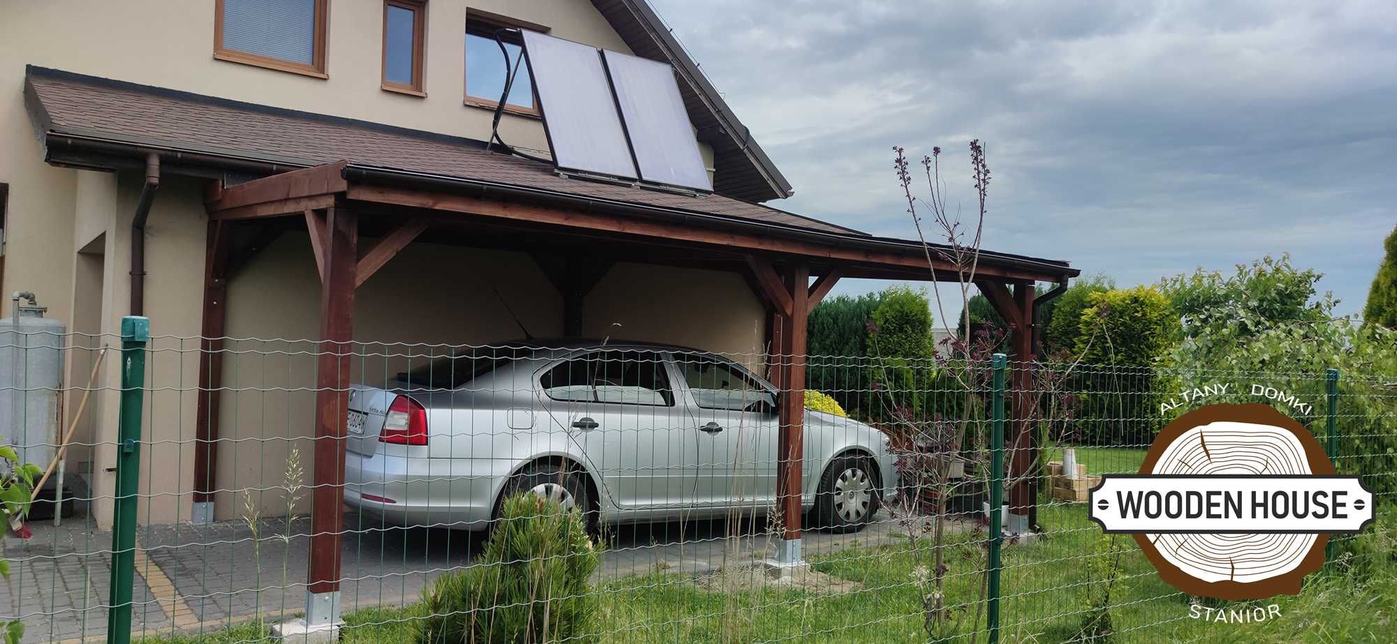 Wiata drewniana samochodowa - carport 1 wym 6x3m