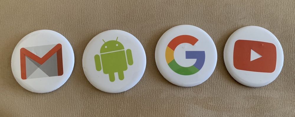 4 pins crachás Google Youtube Gmail e Android