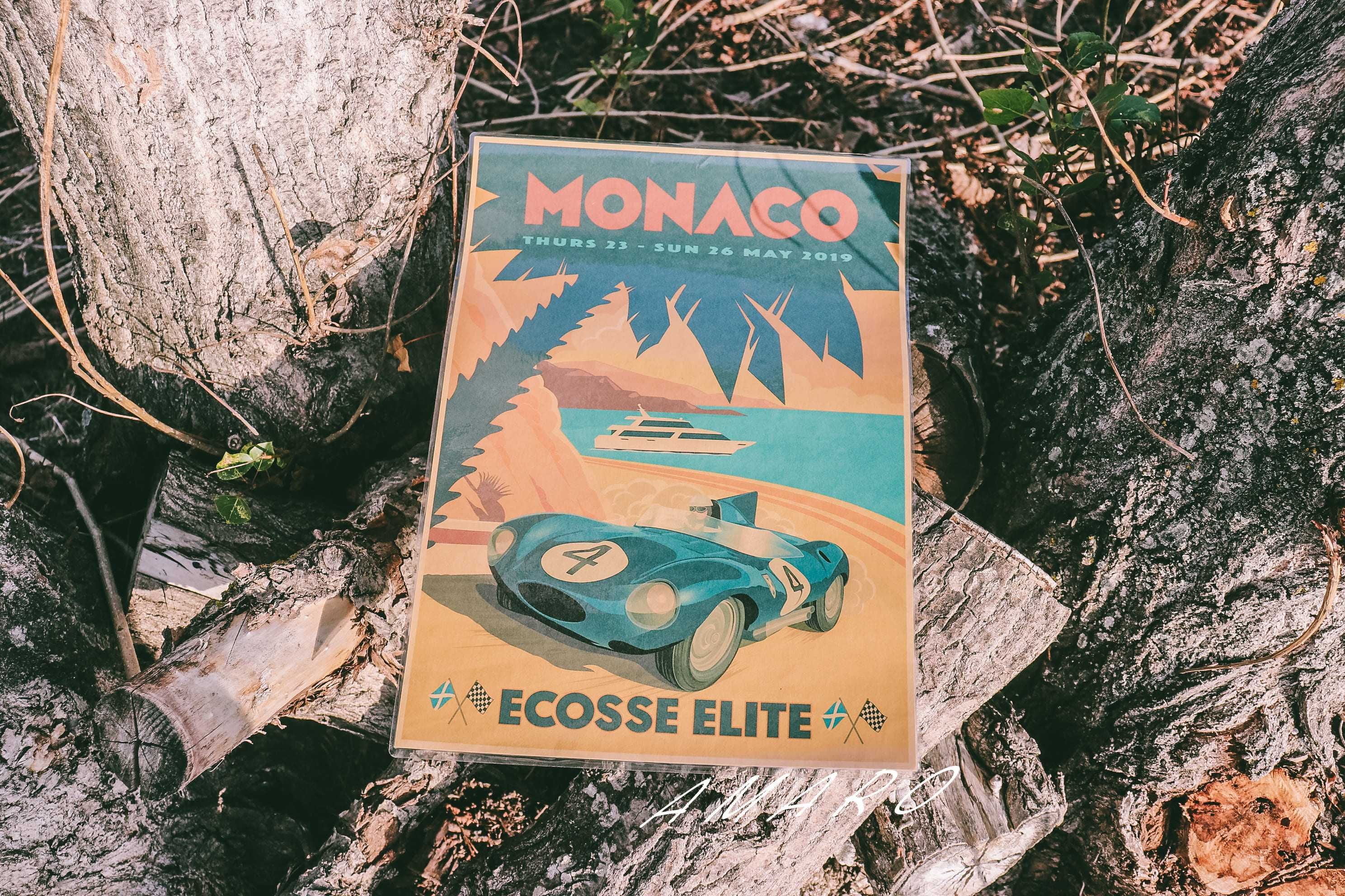 Poster Jaguar D Type/Monaco Grand Prix/Monte Carlo A3 (Plastificado)