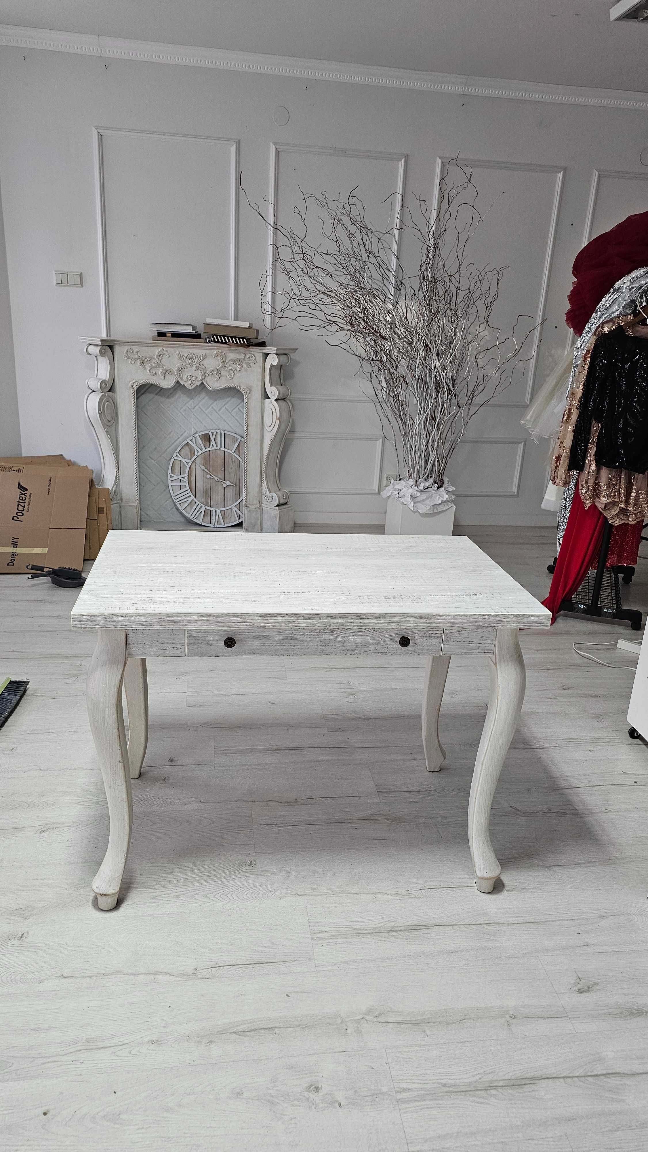 Stolik biurko bialy shabby chick przecierane
