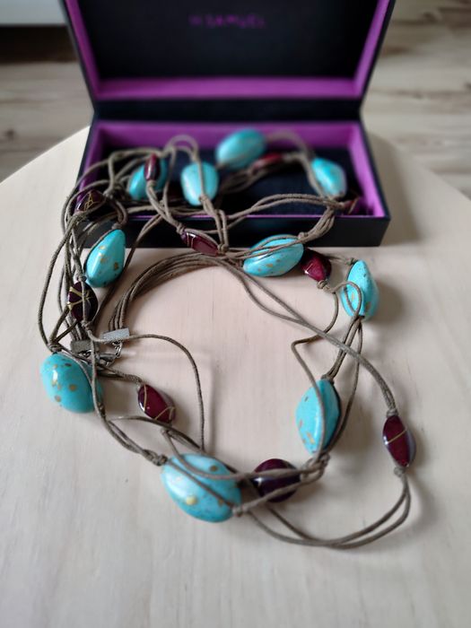 Długie korale turkusowe boho joga namaste biżuteria