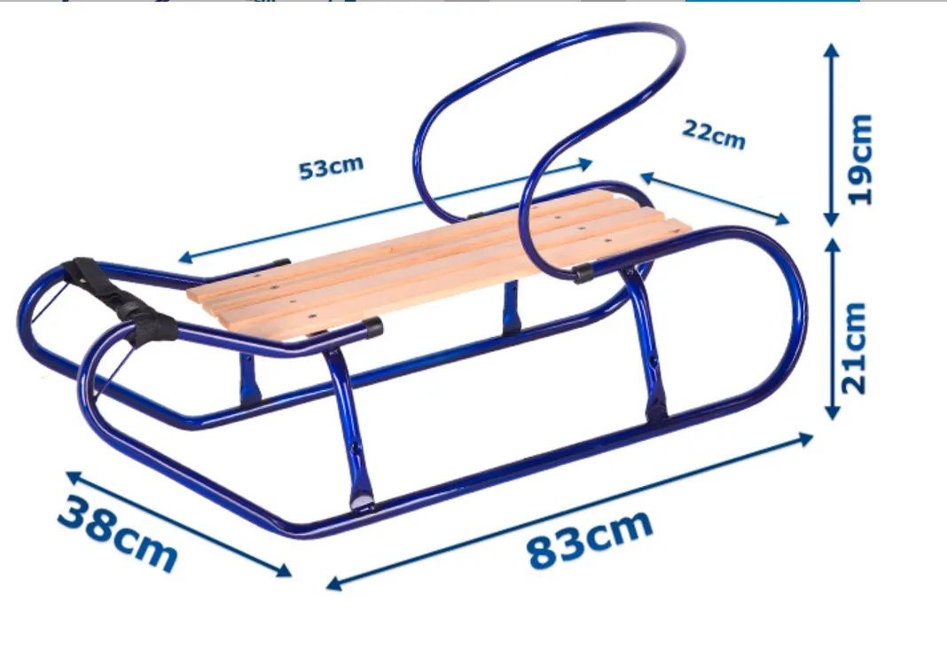 Sanki metalowe nowe z oparciem, podnóżkami i materacykiem. Polskie