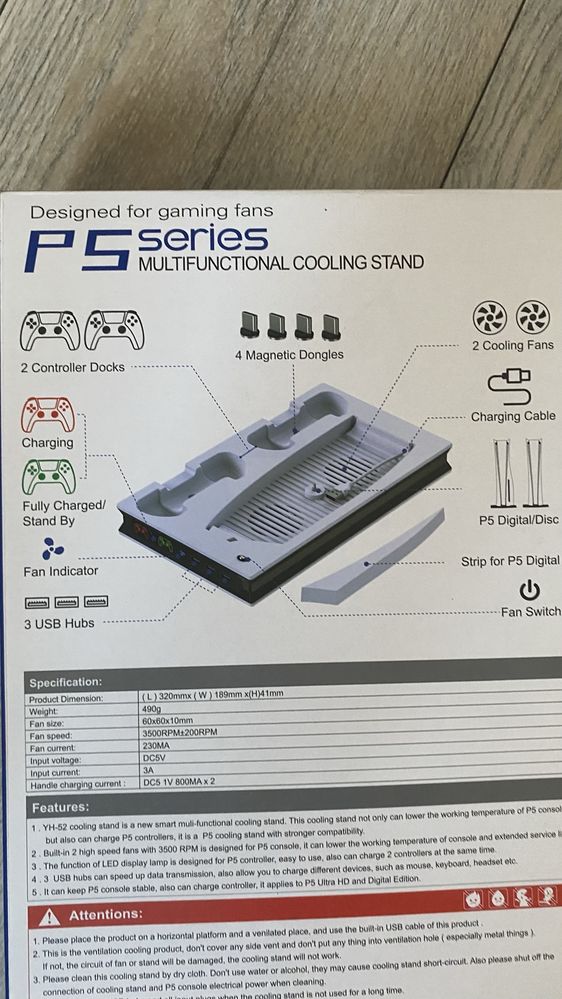 Podstawka chłodząca i ładująca pady do PS5
