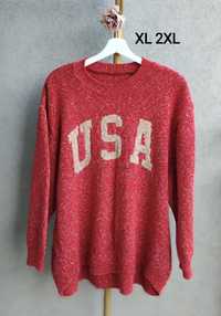 Sweter napis USA oversize XL 2xl 3xl vintage biust 69x2