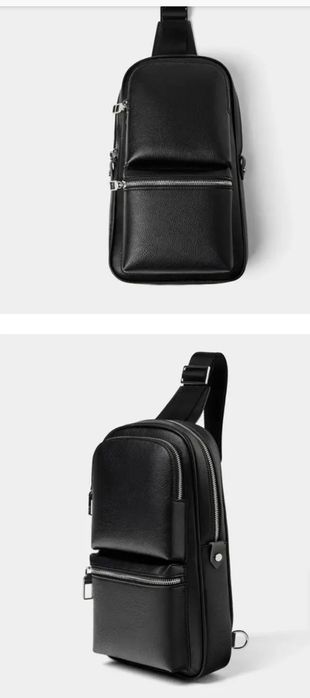 Мужская сумка-слинг ZARA из искусственной кожи.