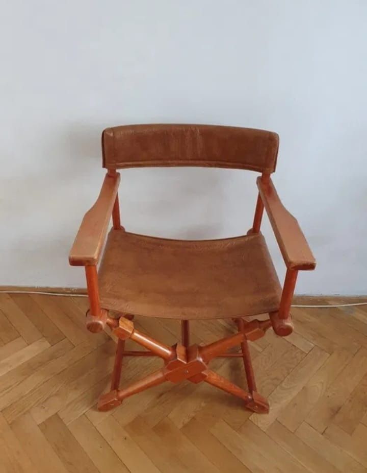 Krzesło fotel UNIKAT RALPH Lauren lub JEAN MIchel Frank skóra drewno