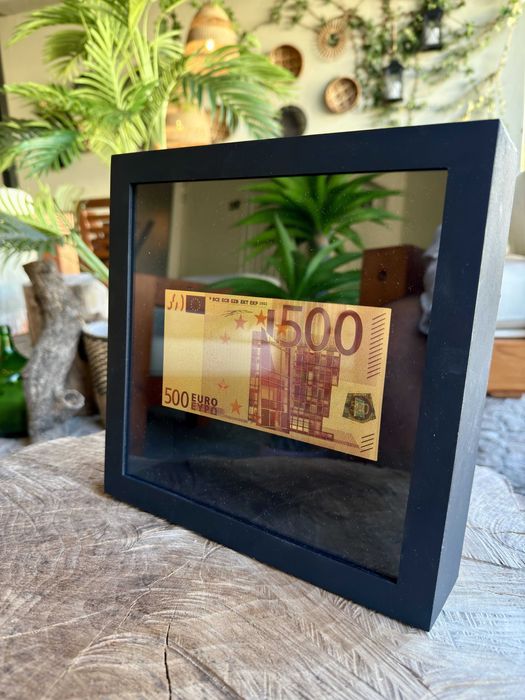 Quadro Decorativo - 25x25cm - Nota de 500 Ouro