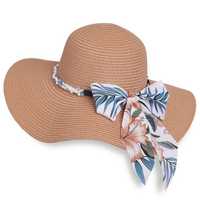 Słomkowy kapelusz damski letni plażowy brązowy