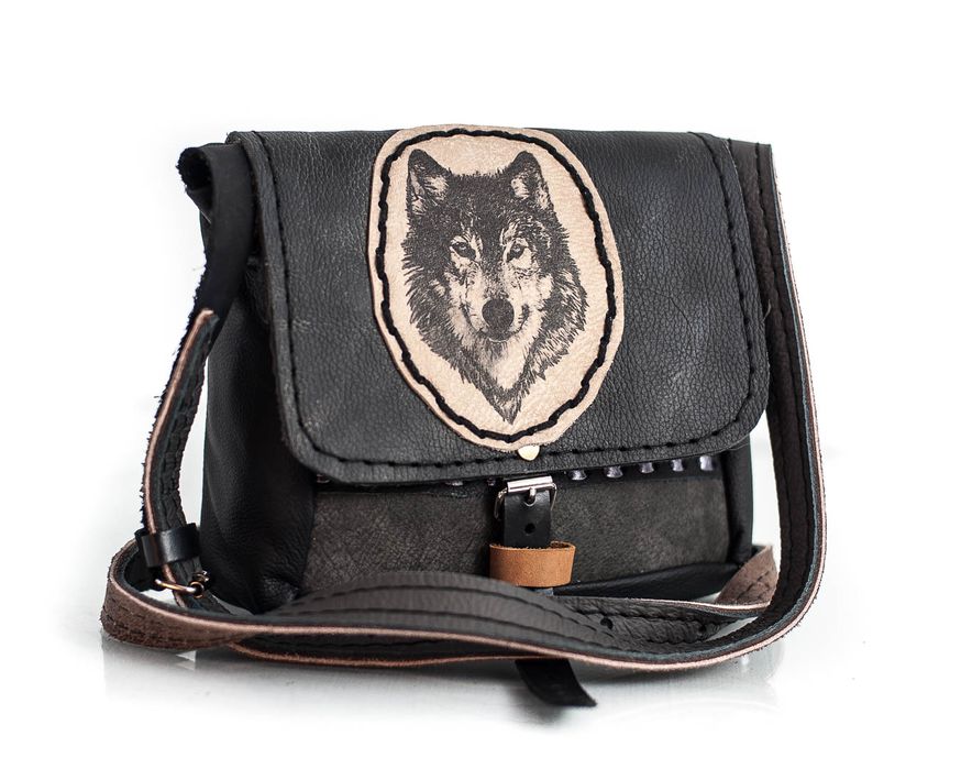 torebka unikatowa z wilkiem vintage handmade