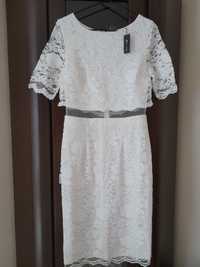 Suknia biała, midi, koronkowa r.38 "NLY one" nową