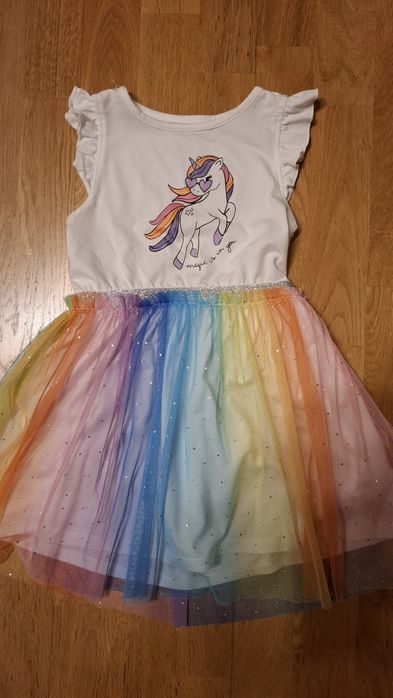 Sukienka tiulowa tęczowa jednorożec Sinsay r.116