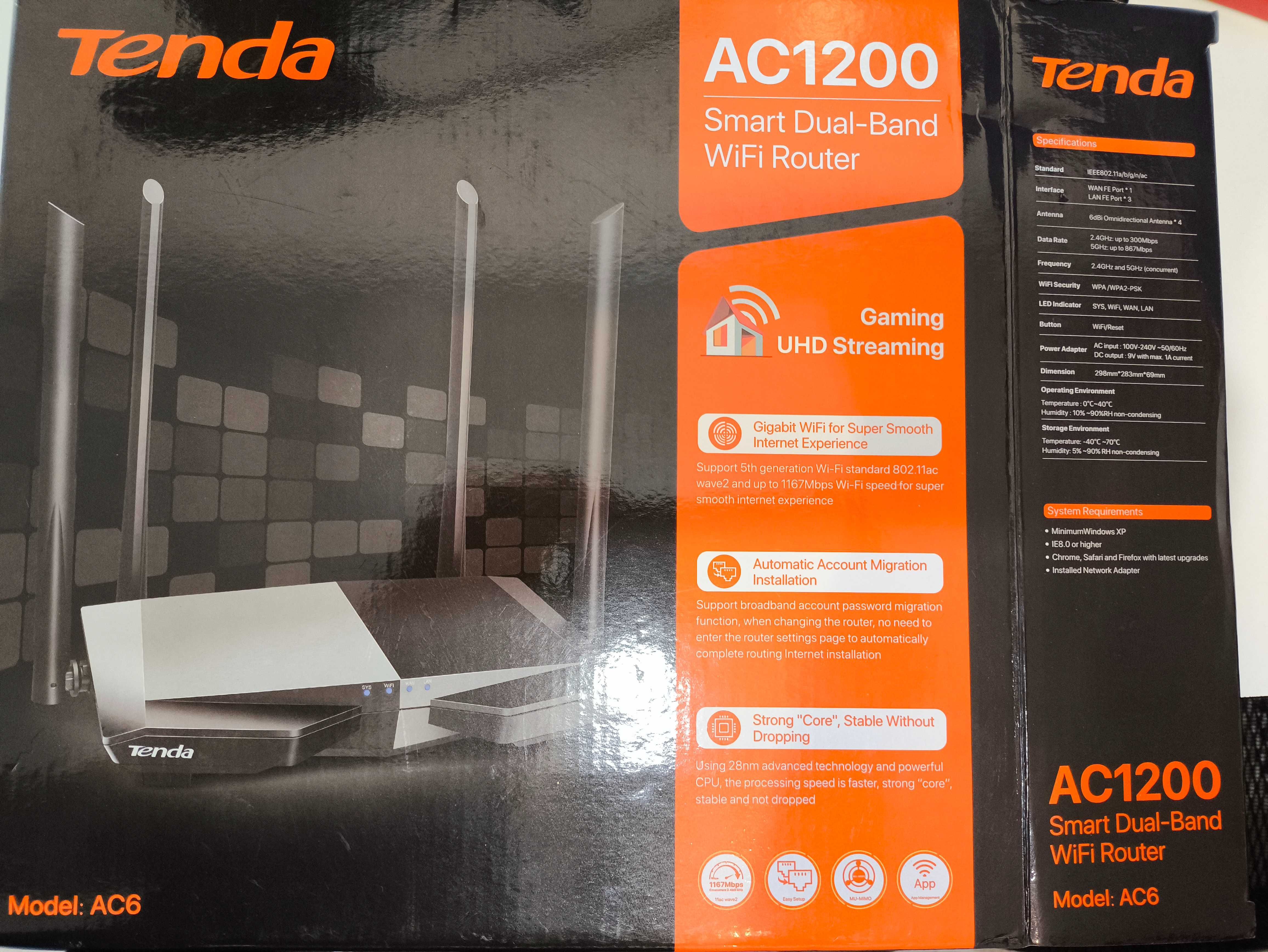 Router Tenda AC6 - AC1200, 4x antena