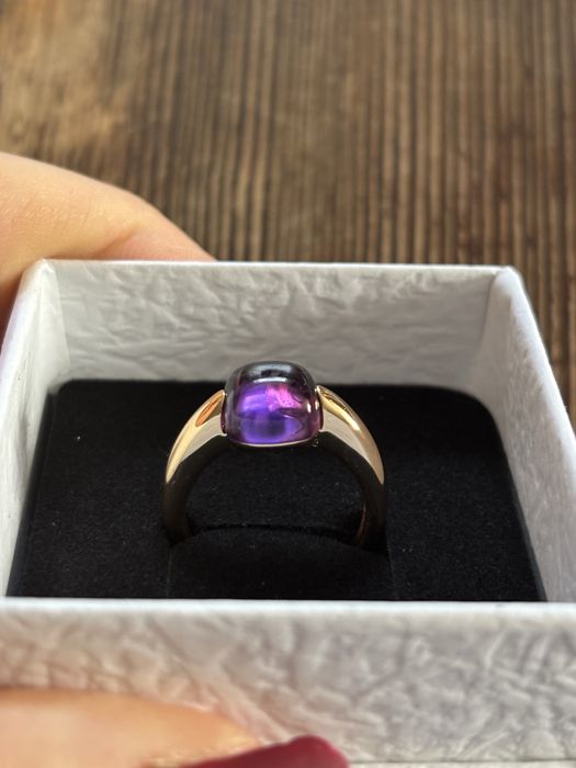 Pierscionek w kolorze fioletowym- pozlacany srebro s925 rozmiar 6 US