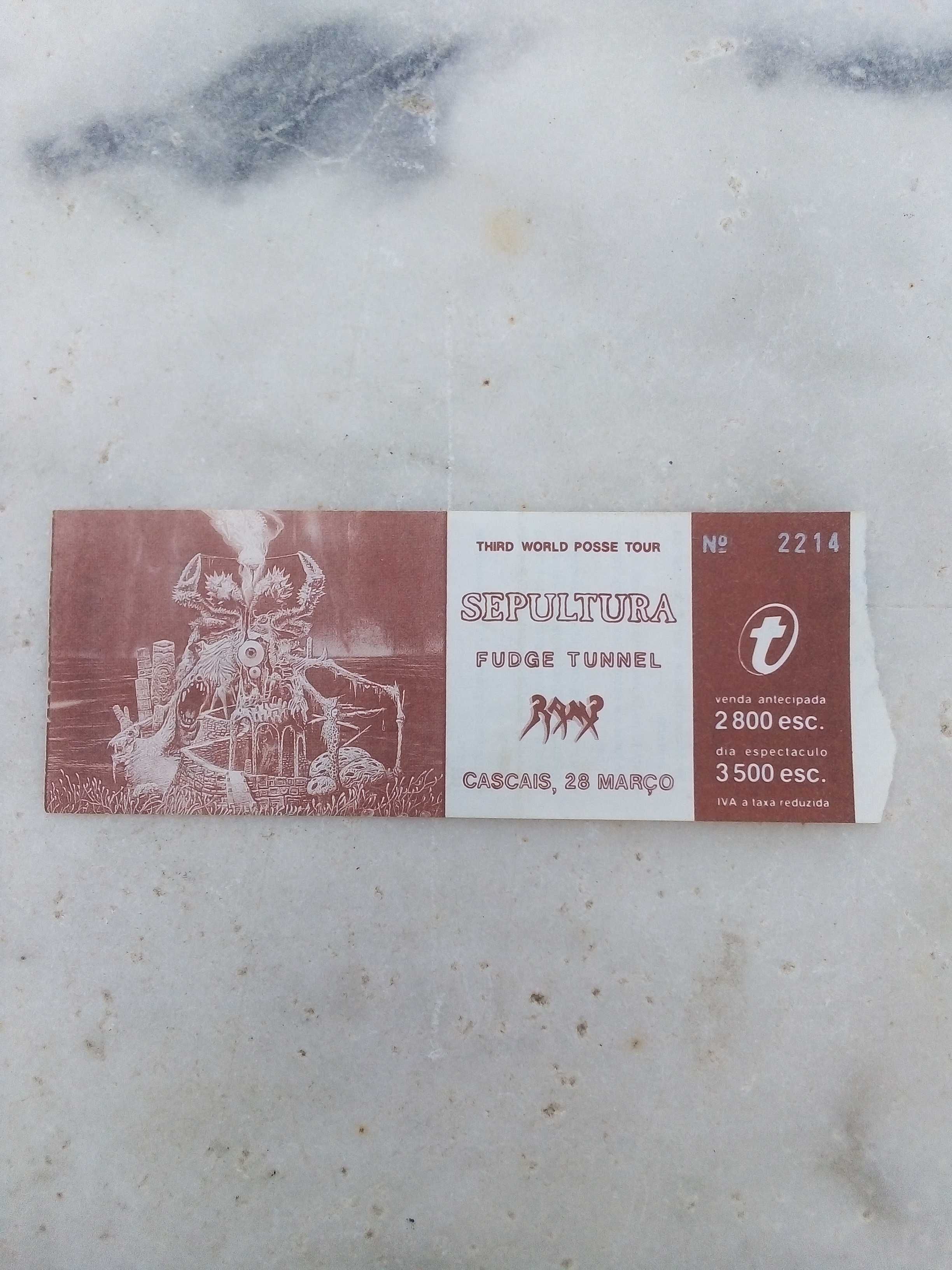 Entrada usada Sepultura Cascais 1992