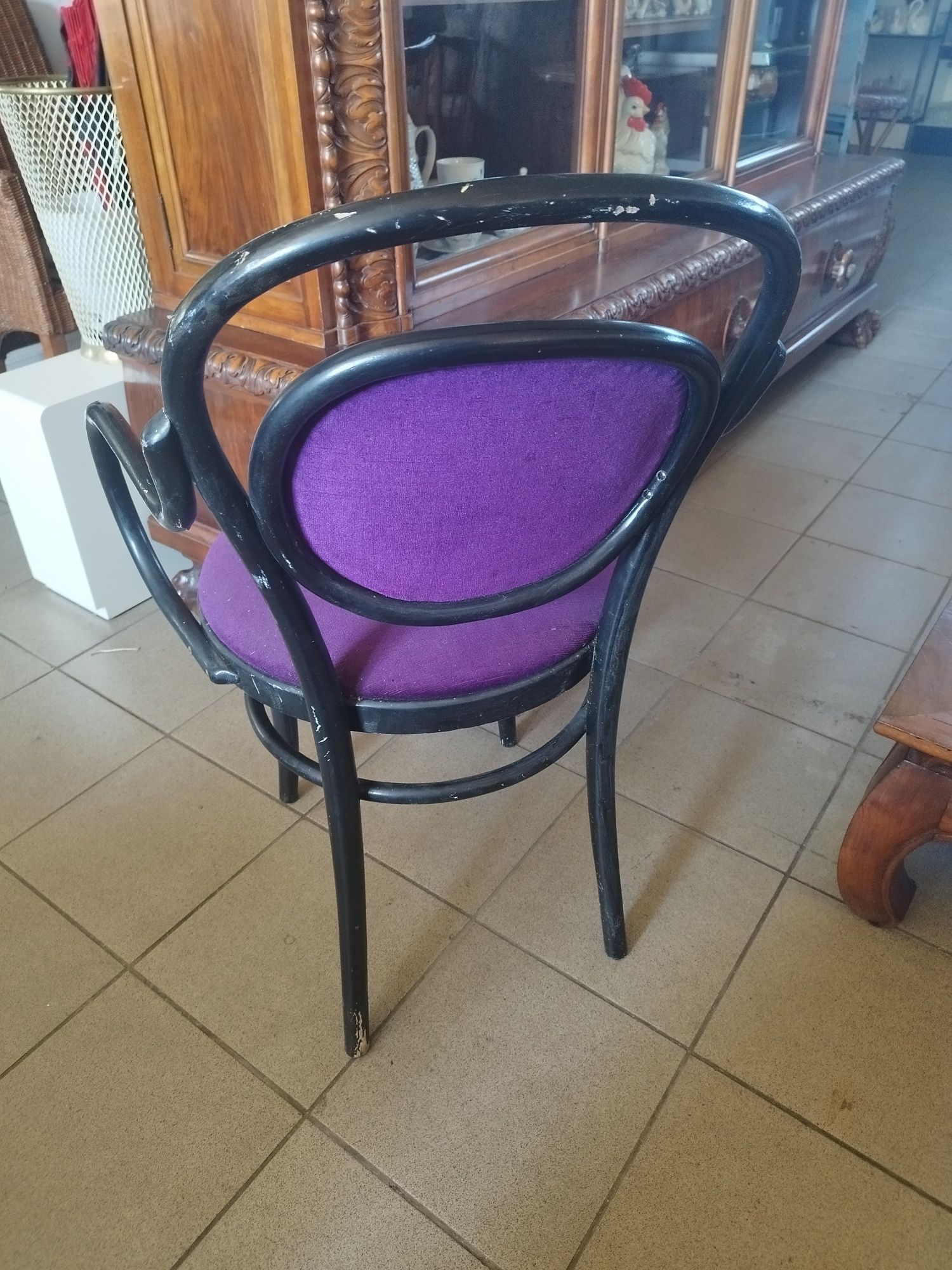 krzesło fotel gięte drewniane tapicerowane VINTAGE antyk