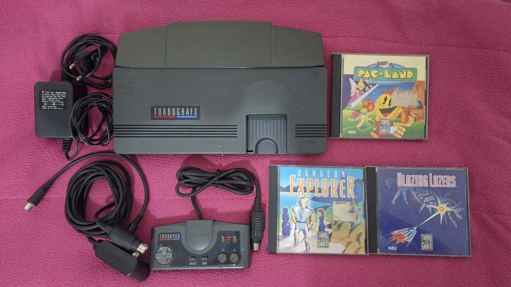 Turbografx completo funcionando perfeitamente com 3 jogos completo