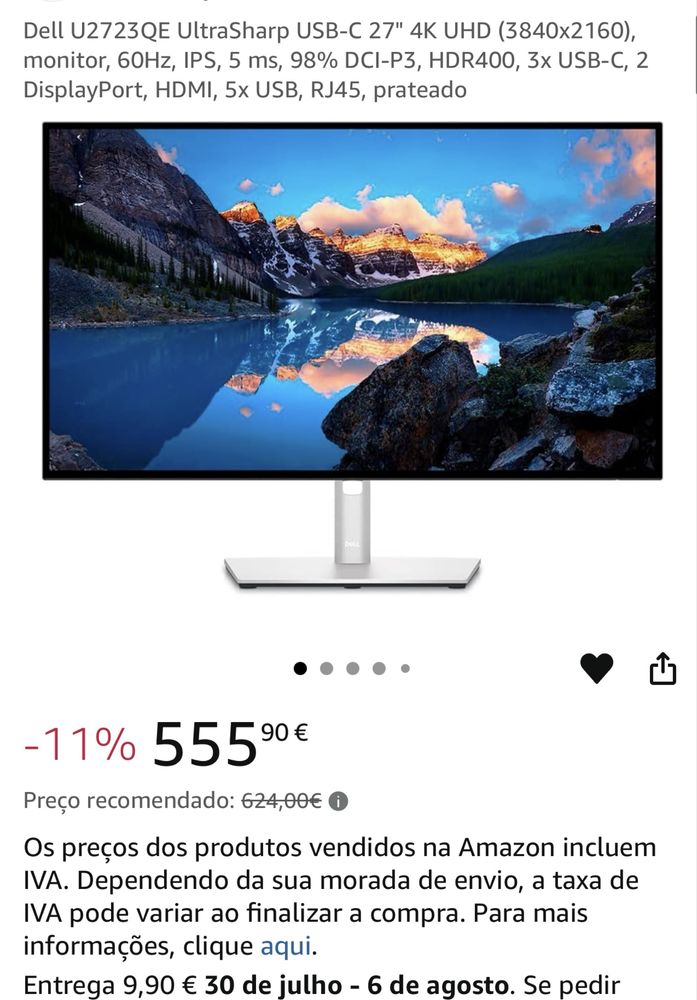 Monitor Dell Ultrasharp 27  4k UHD 60HZ