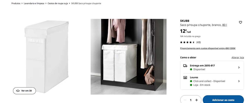 Cestos/Sacos SKUBB roupa suja lavandaria IKEA preto x2