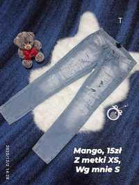 Spodnie 34 XS 36 S jeansy przecierane wąskie nogawki udawane dziury