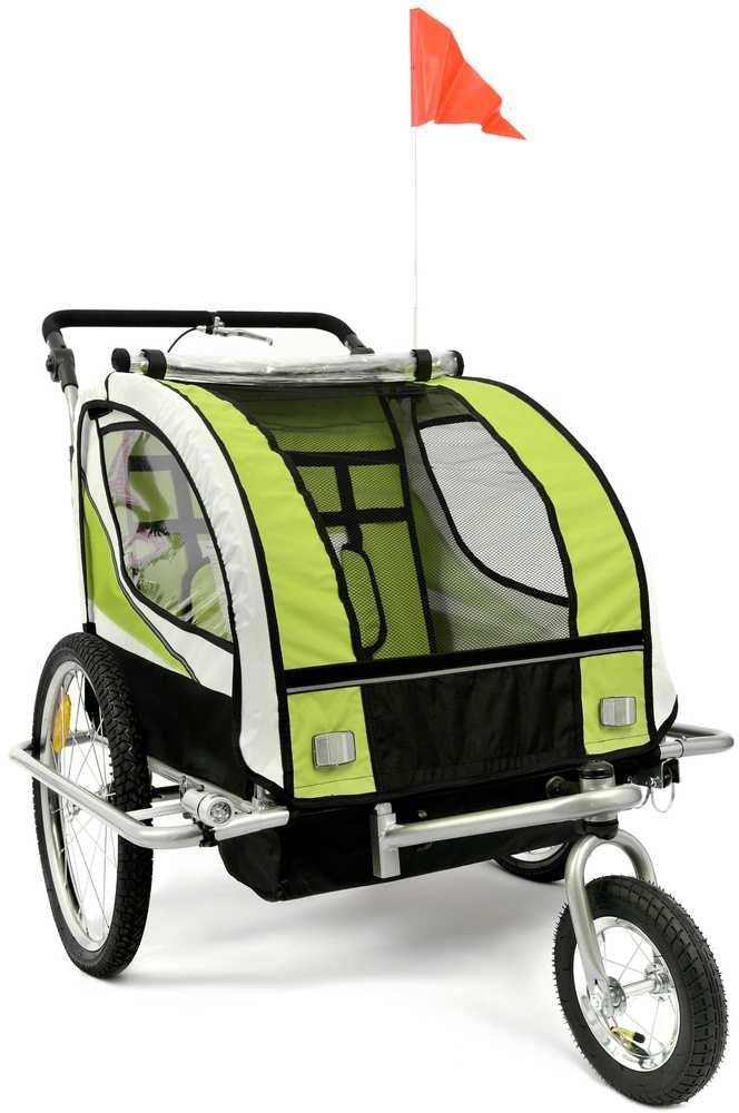 Przyczepka Rowerowa + Amortyzator 3w1+OŚWIETLENIE LED 2-osobowa+JOGGER