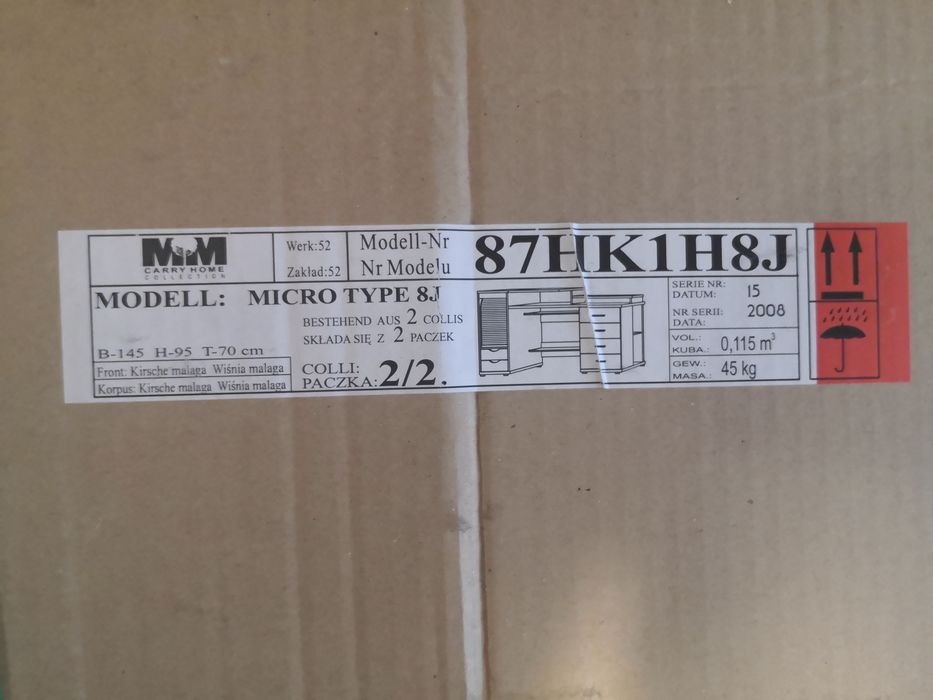 Biurko komputerowe dwupoziomowe z szufladami NOWE 145 x 95 x 70.