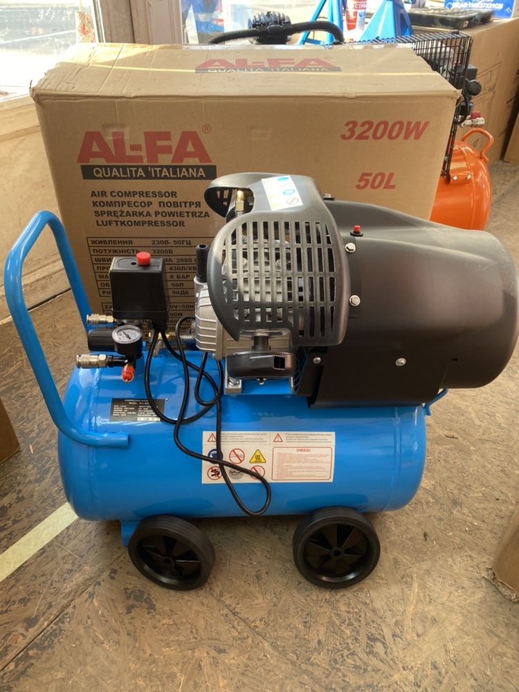 Компрессор AL-FA ALC-50V 50л.3.2кВт.440 л/мин 2 цилиндра POLAND