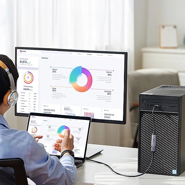 Adapter Ugreen CM489, 40189 HDMI (żeński) - USB-A / USB-C (męski) - sz