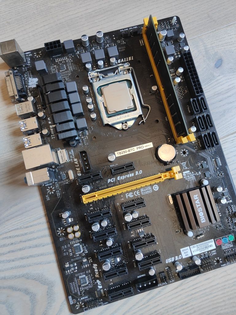 Biostar TB250-BTC PRO + Celeron G3930 + 4GB DDR4 — ріг/офіс