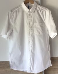 Біла сорочка з коротким рукавом/ рубашка H&М L/XL