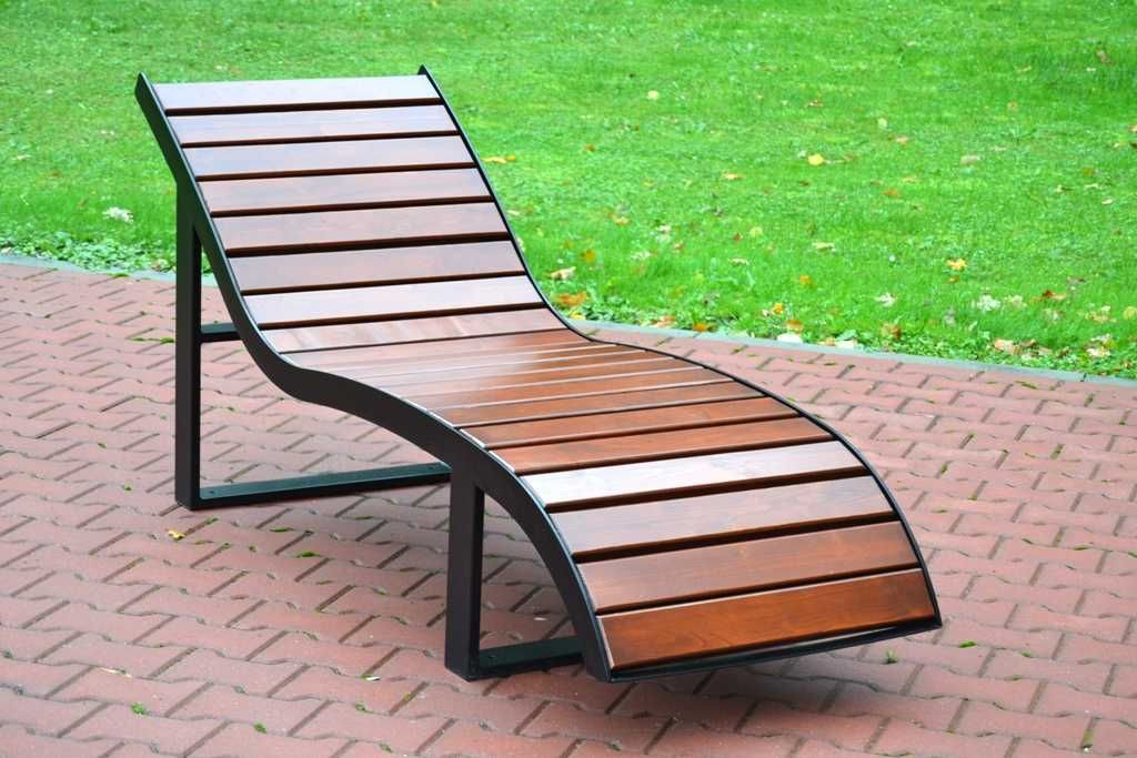 Leżak miejski | ogrodowy | parkowy | stalowy drewniany Ławka Ława L003