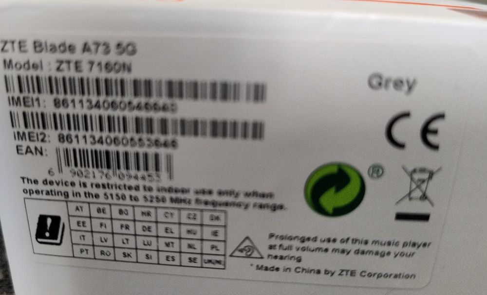 Smartfon ZTE Blade A 73 5G 4 /128 GB szary