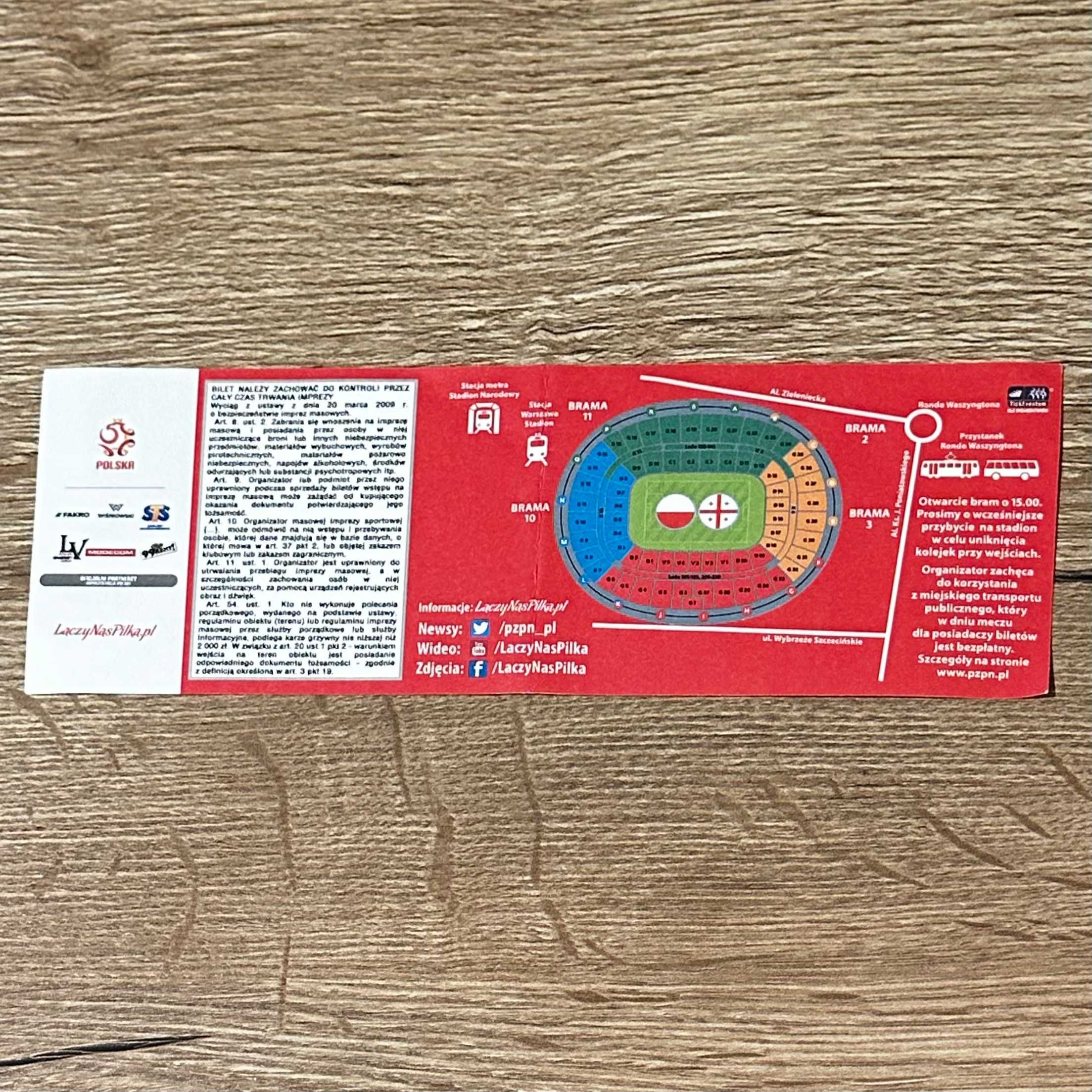 Polska - Gruzja (2015 r.) bilet z meczu reprezentacji