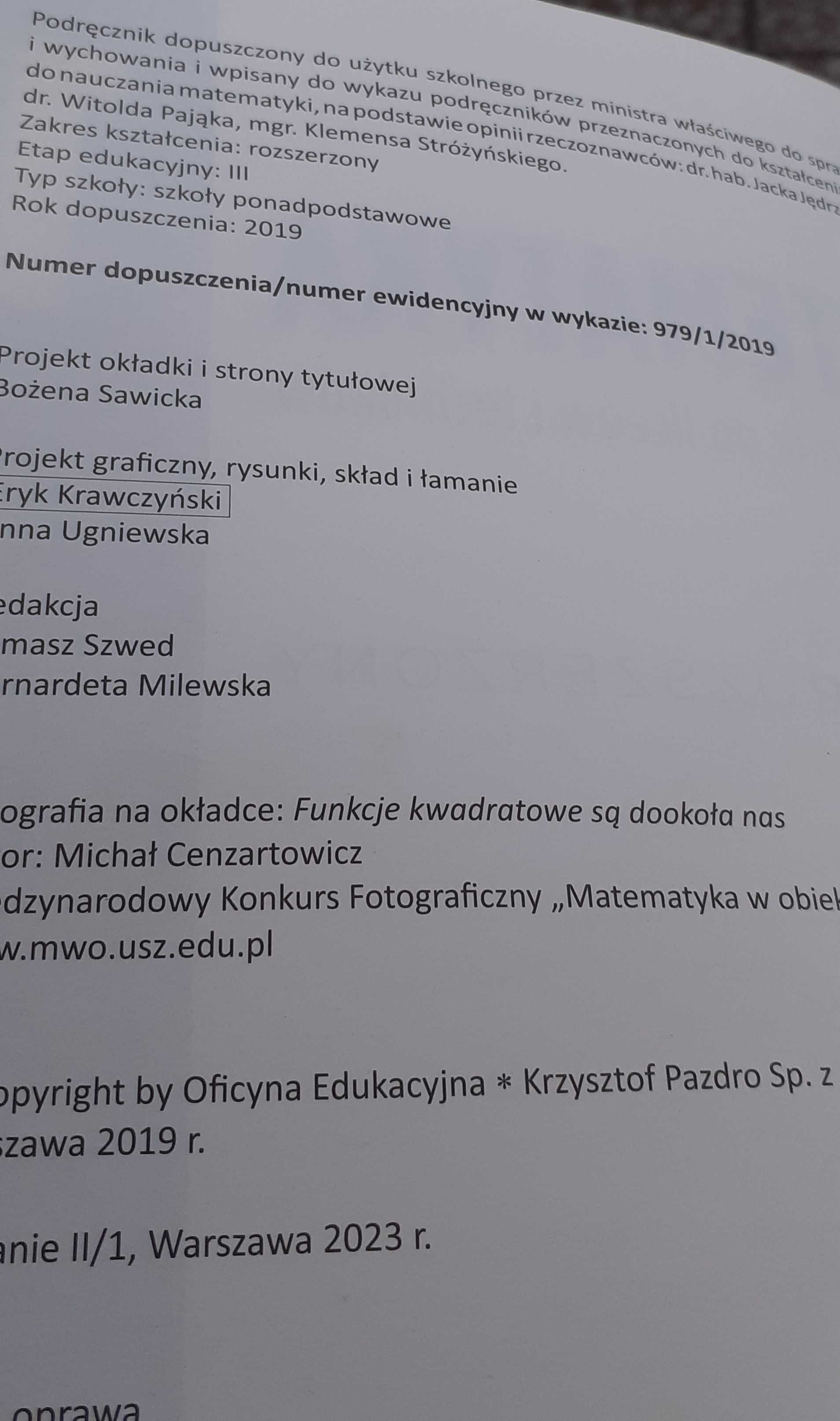 Matematyka kl.1 zakres rozszerzony