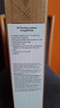 Nowy laptop HP Pavilion 15 eg2570nw - Gw 24miesiące.