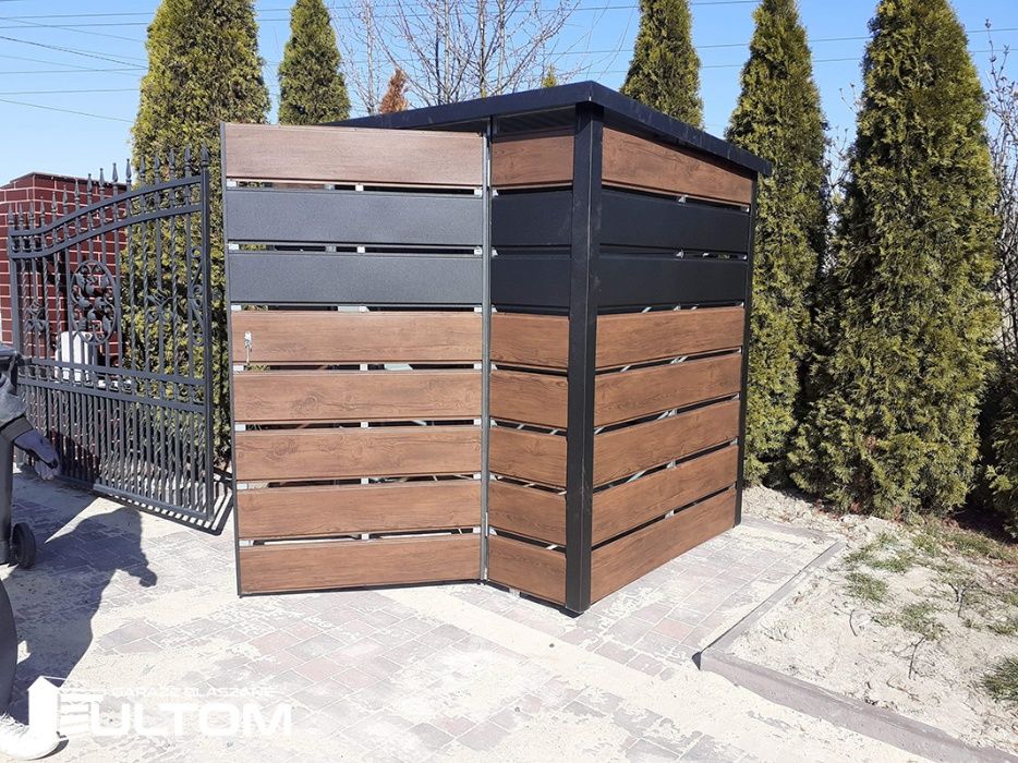 Wiata śmietnikowa blaszana, schowek na pojemniki