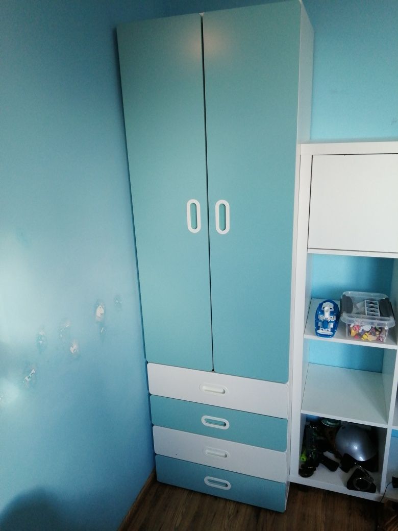 Szafa ikea SMÅSTAD / PLATSA 
Szafa, biały niebieski/z 3 szufladami