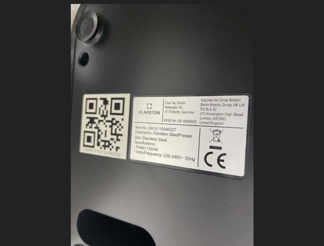 Кавоварка рожкова Klarstein SteelPresso 10046327