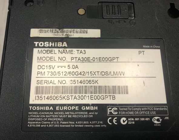 Portátil Toshiba TA3