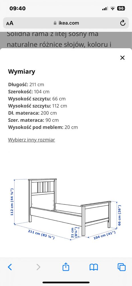 Łóżko z materacem