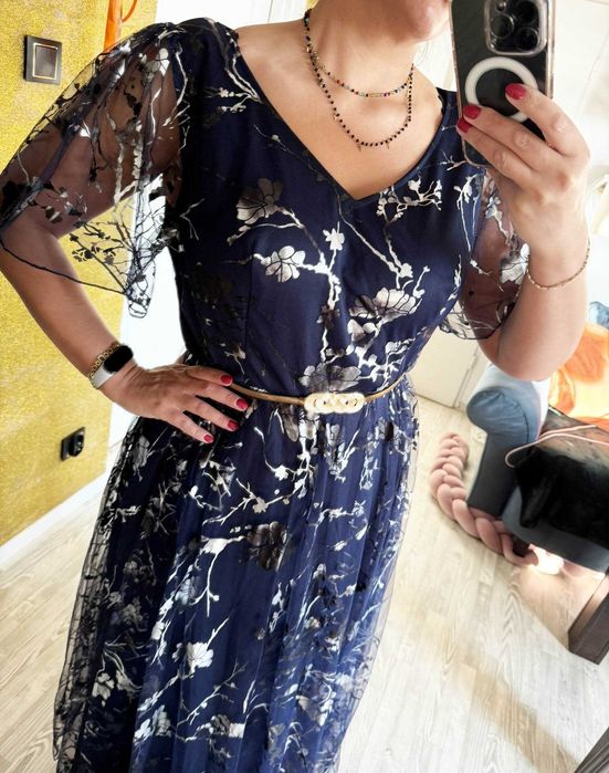 Granatowa sukienka maxi 50