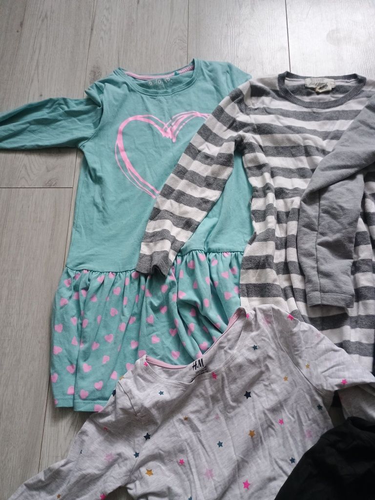 Zestaw 9 szt hm h&m 122 128 sukienki długi rękaw