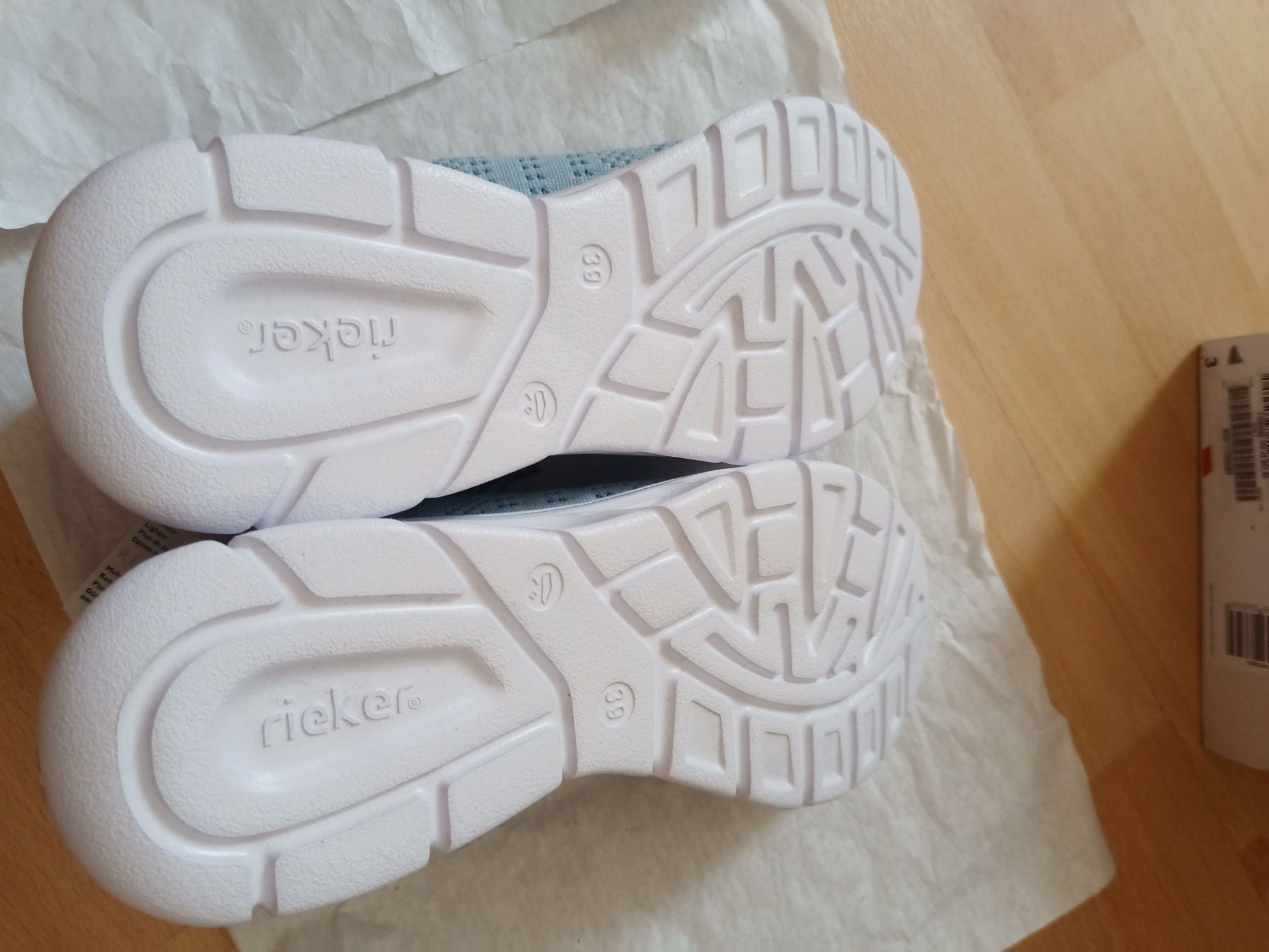 Błękitne tekstylne Sneakersy Rieker 39 wkładka ok 25 cm lekkie buty na