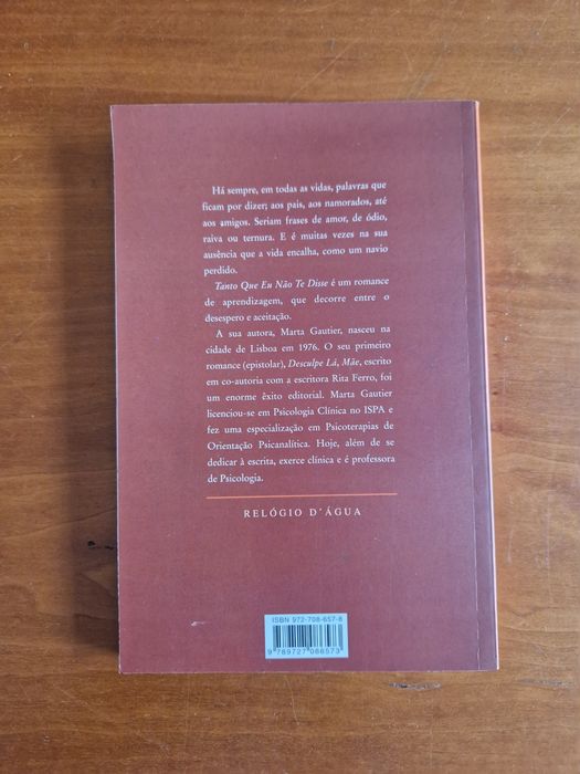 Romance "Tanto que eu não te disse", de Marta Gautier.