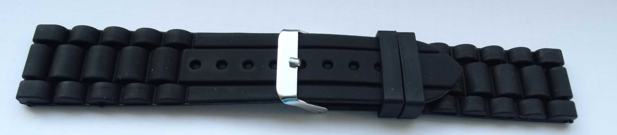 Pasek do zegarka 22mm silikonowy czarny