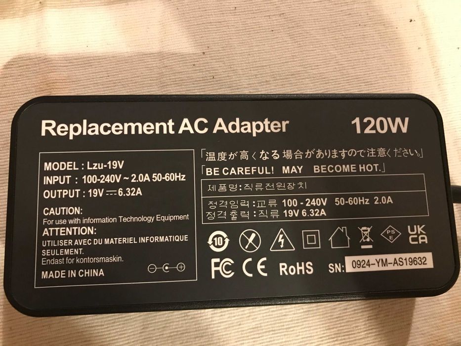 Зарядка до ноутбука Asus та Toshiba (19V 6.32A 5.5*2.5mm 120W)
