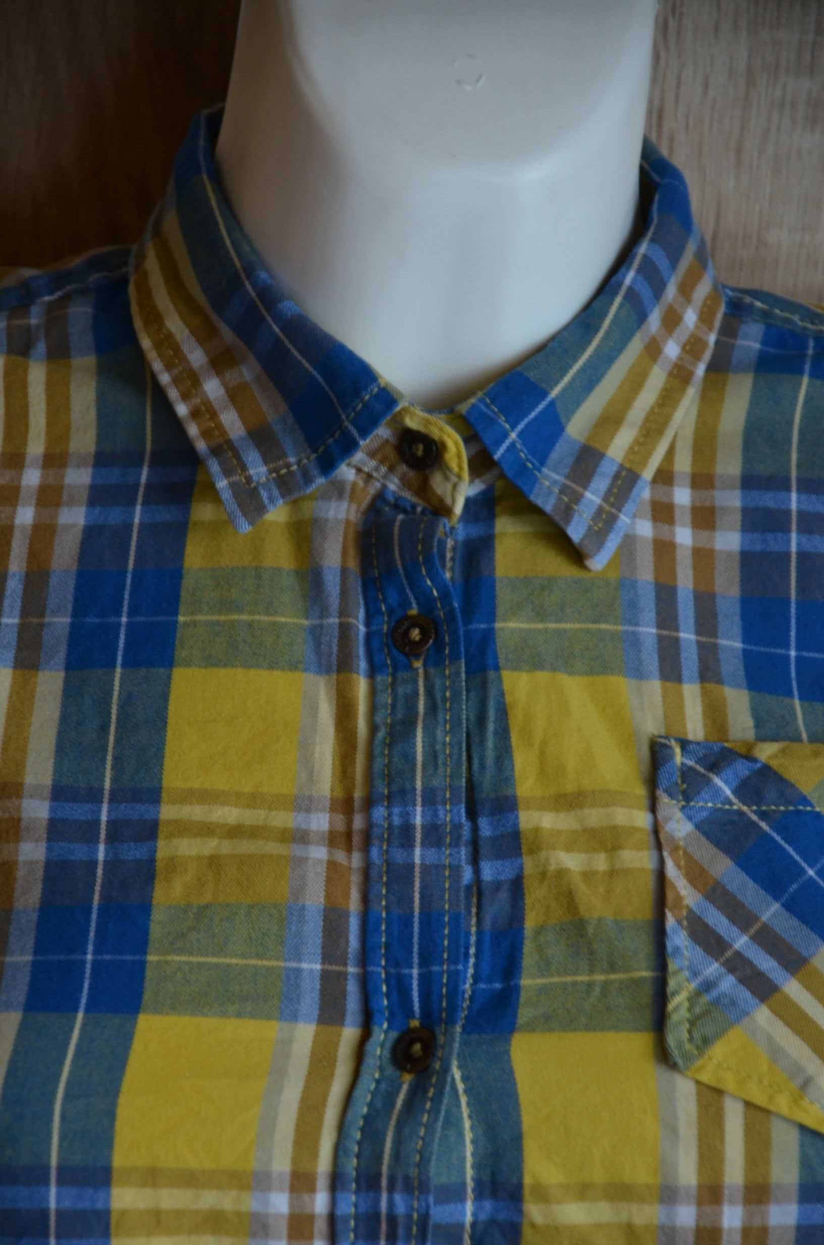 Koszula w kratkę z długim rękawem 11 lat S XS Next żółta niebieska